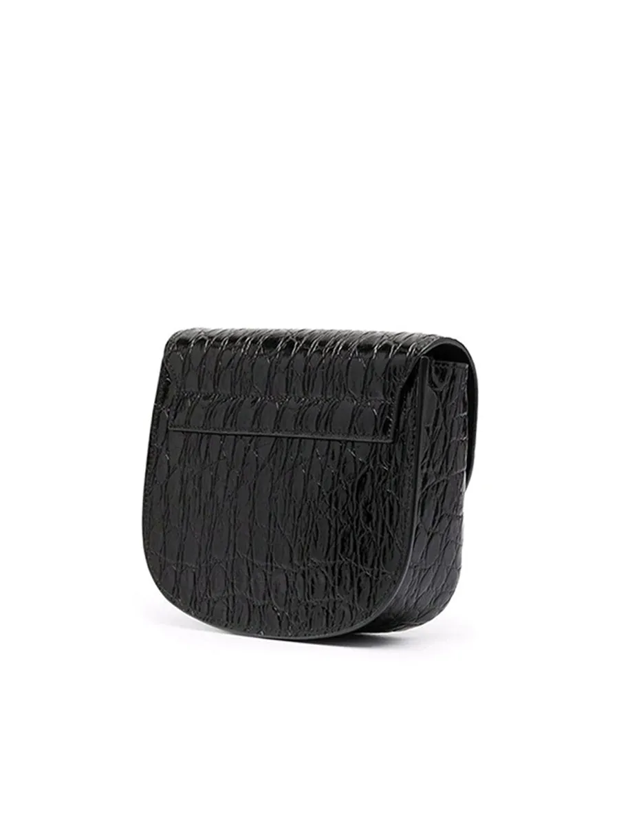Kaia Small Satchel in Shiny Crocodile Embossed