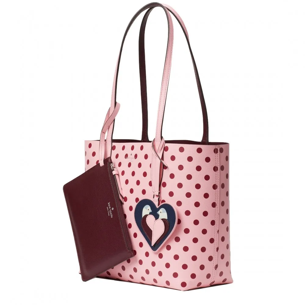 Kate Spade Arch Love Birds Small Reversible Tote Bag- Pink Multi