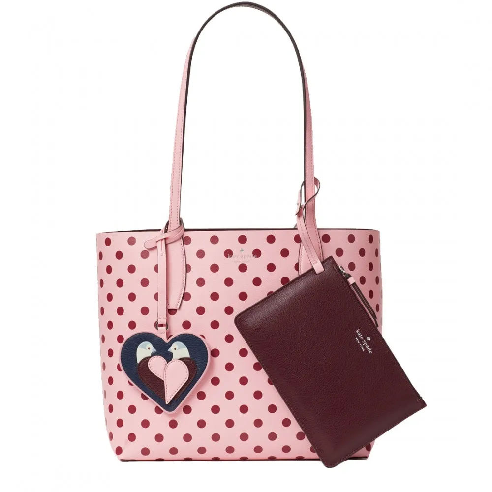 Kate Spade Arch Love Birds Small Reversible Tote Bag- Pink Multi