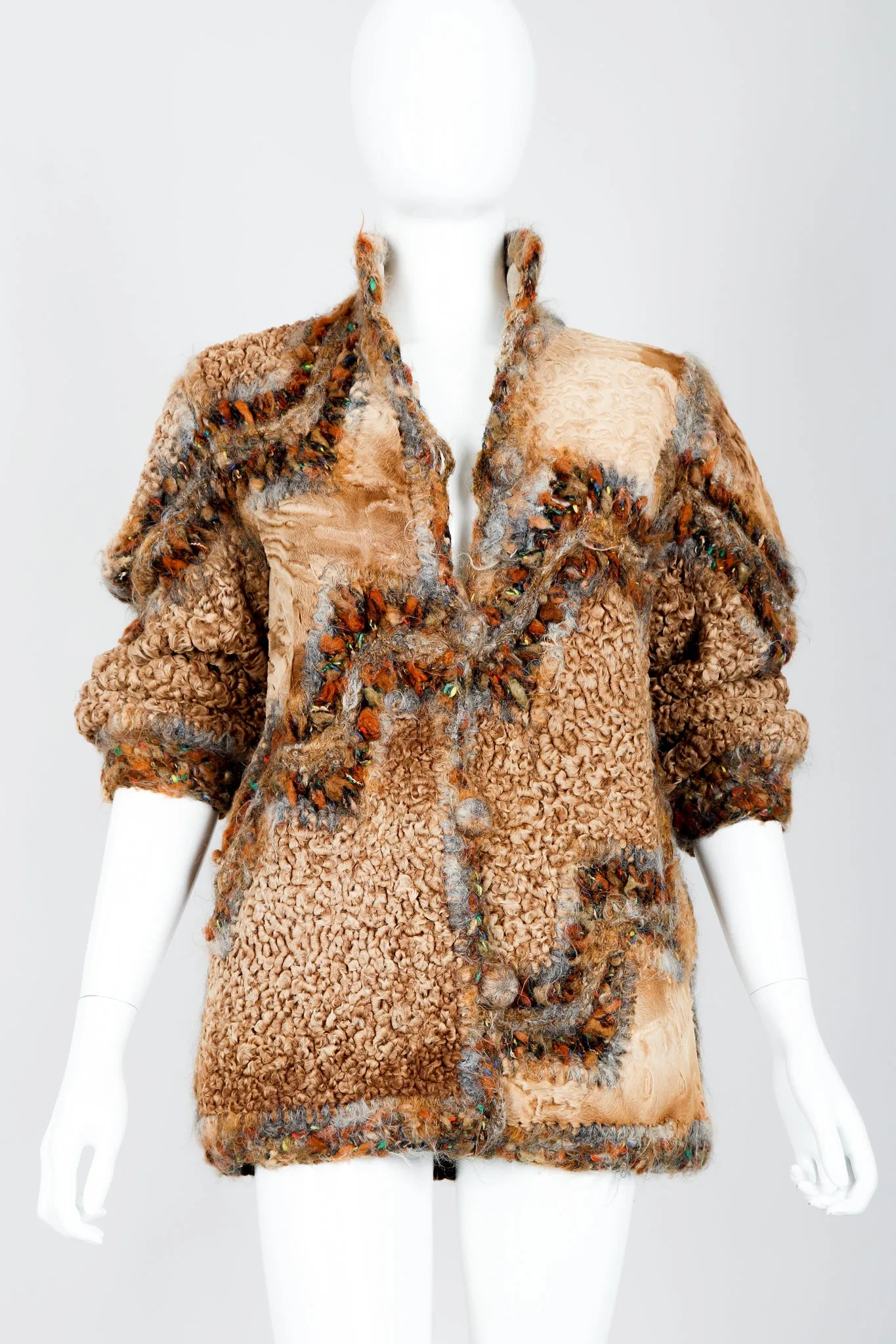 Lamb Fur Patchwork Jacket & Hat Set