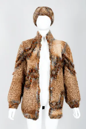 Lamb Fur Patchwork Jacket & Hat Set