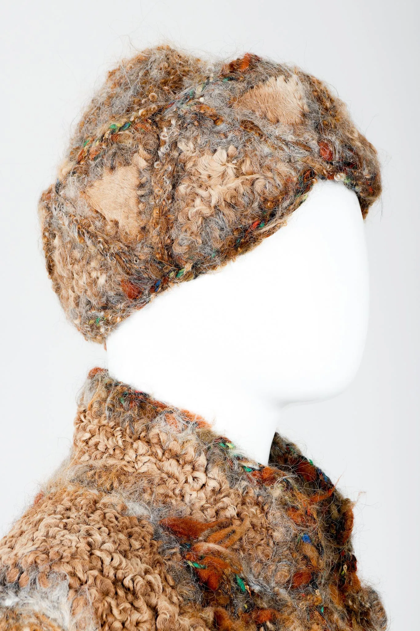 Lamb Fur Patchwork Jacket & Hat Set