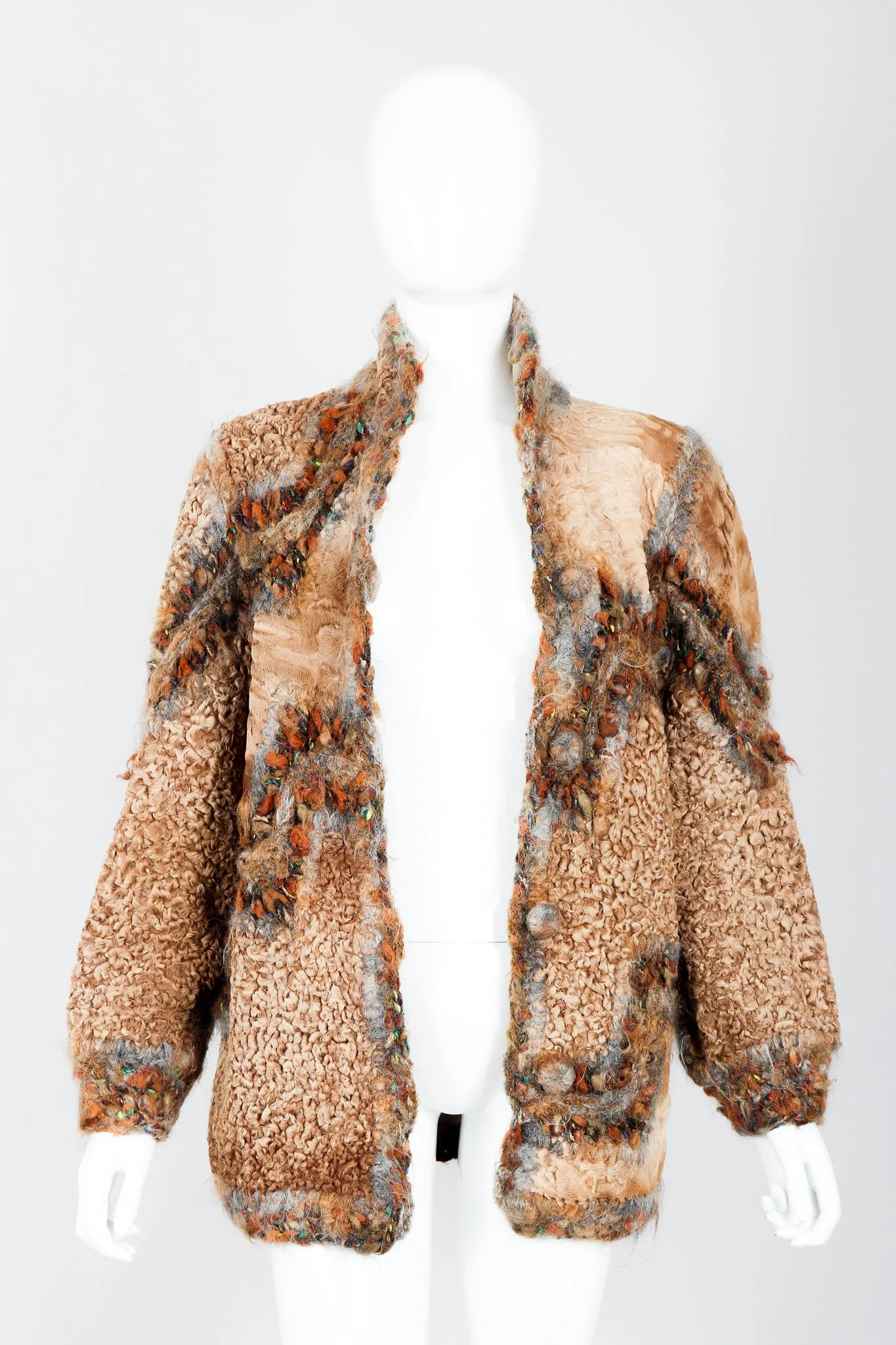 Lamb Fur Patchwork Jacket & Hat Set