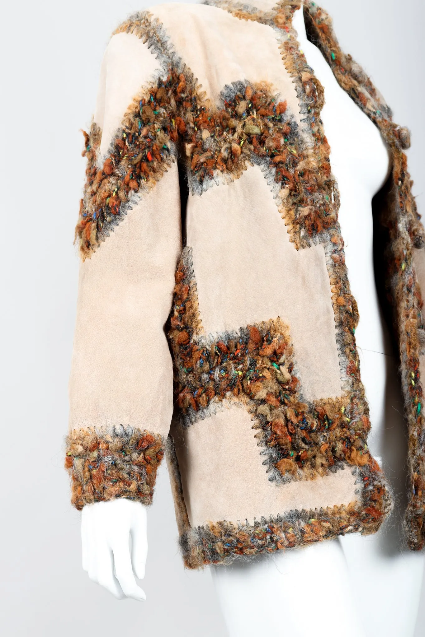 Lamb Fur Patchwork Jacket & Hat Set