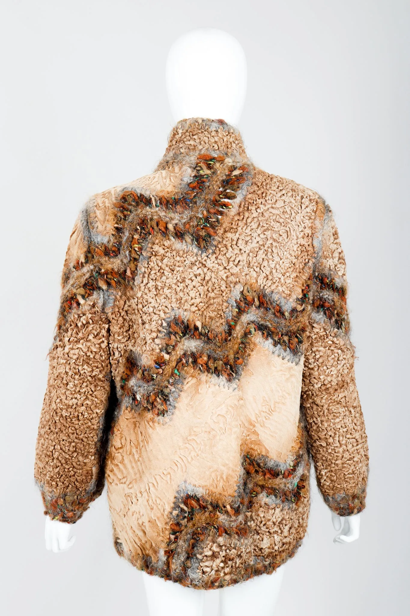 Lamb Fur Patchwork Jacket & Hat Set