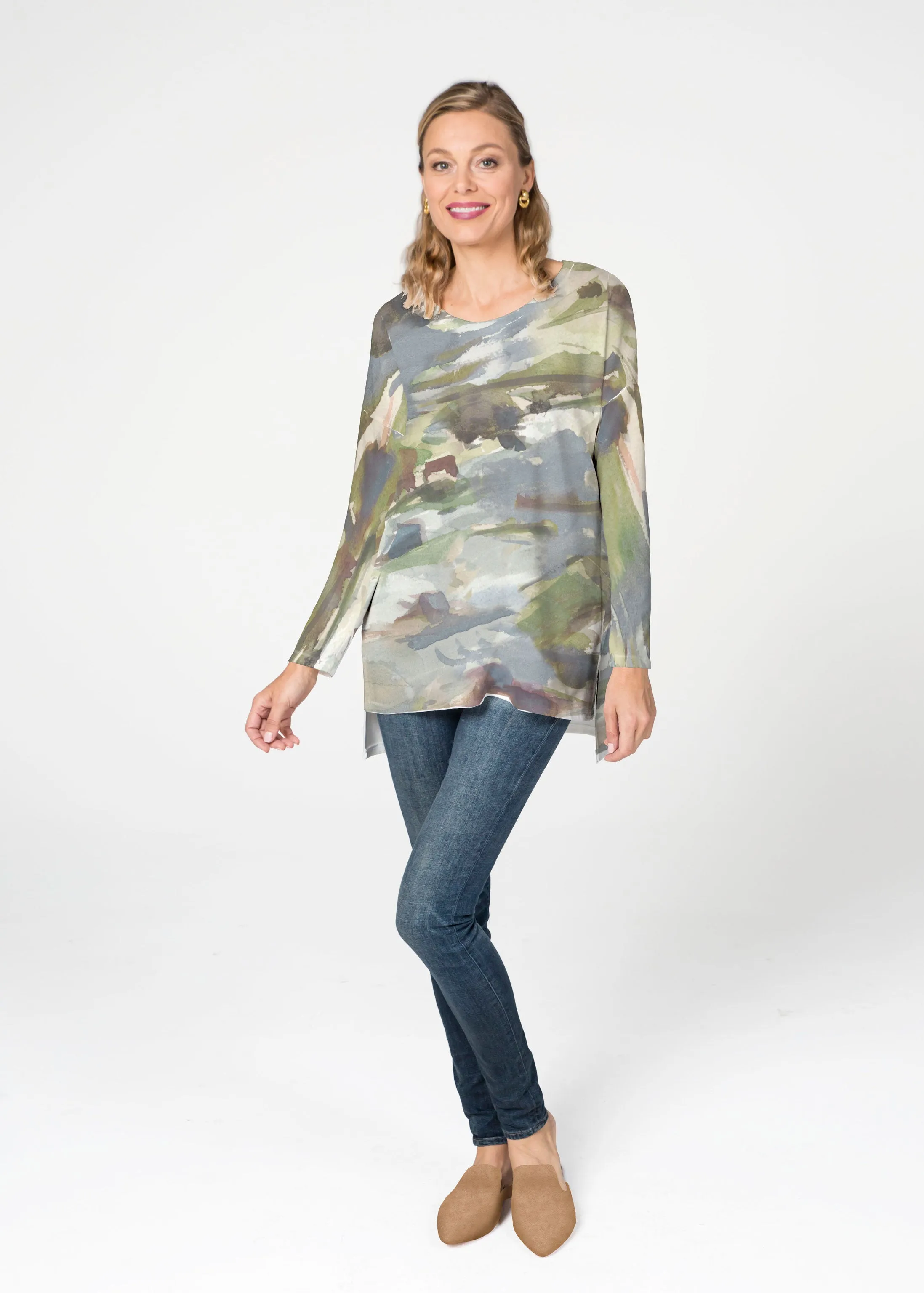 Landscape Green (15033) ~ Slouchy Butterknit Top