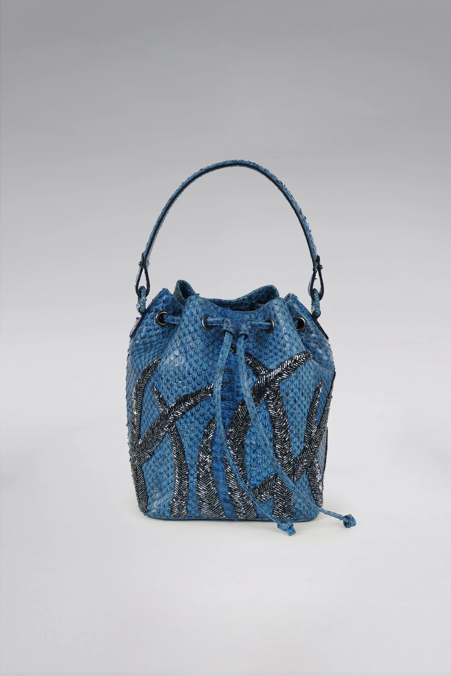 Large Flame Snakeskin Bucket Bag