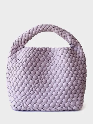 Leather Handmade Woven Top Handle Bucket Tote Bag Braided Open-top Basket Shoulder Bag
