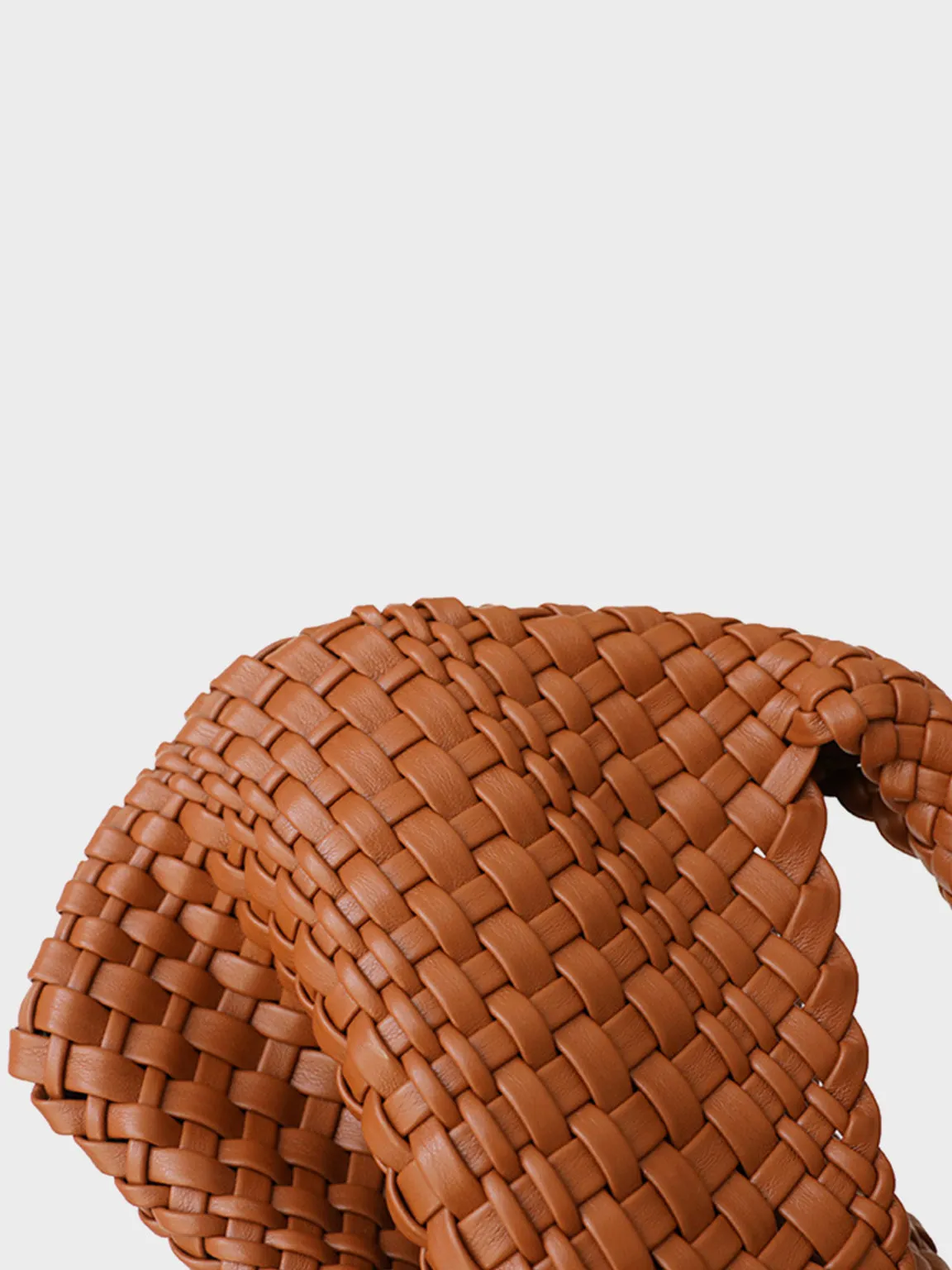 Leather Handmade Woven Top Handle Bucket Tote Bag Braided Open-top Basket Shoulder Bag