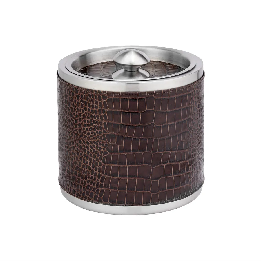 Leather Ice Bucket with Tongs