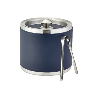 Leather Ice Bucket with Tongs