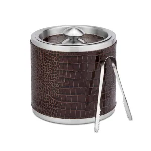 Leather Ice Bucket with Tongs