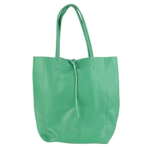 Leather Tote Large Vert