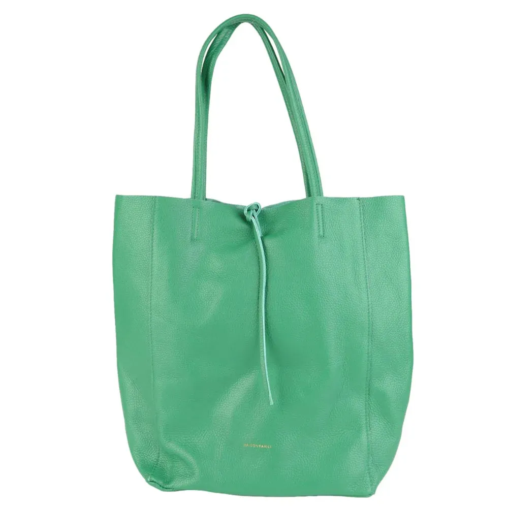 Leather Tote Large Vert