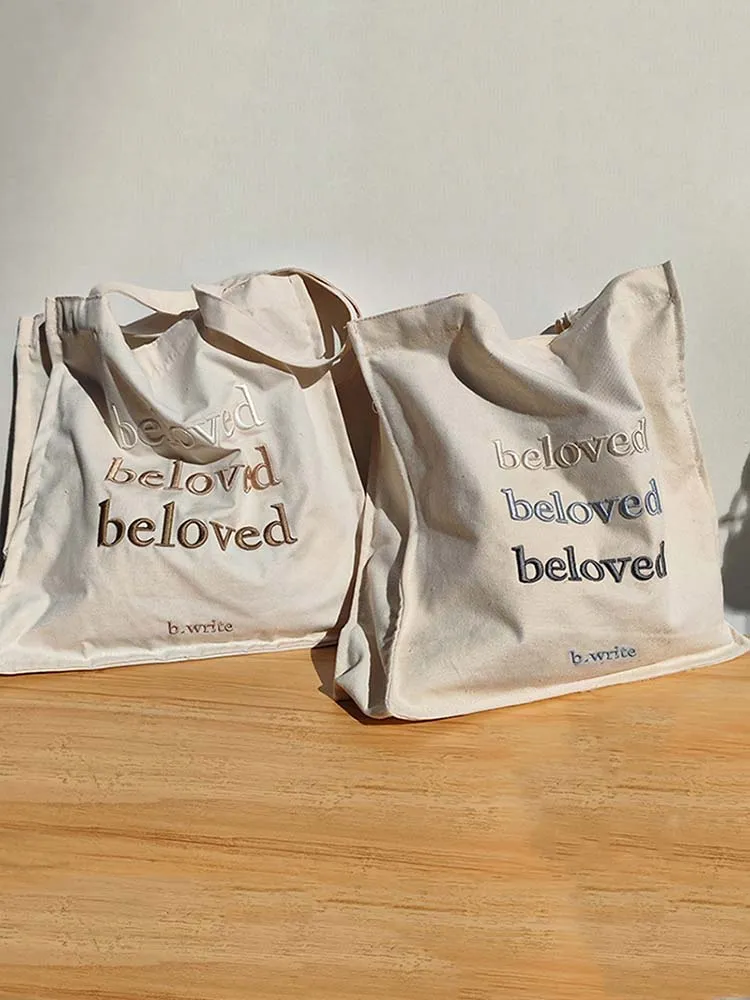 Letter Embroidered Canvas Bag