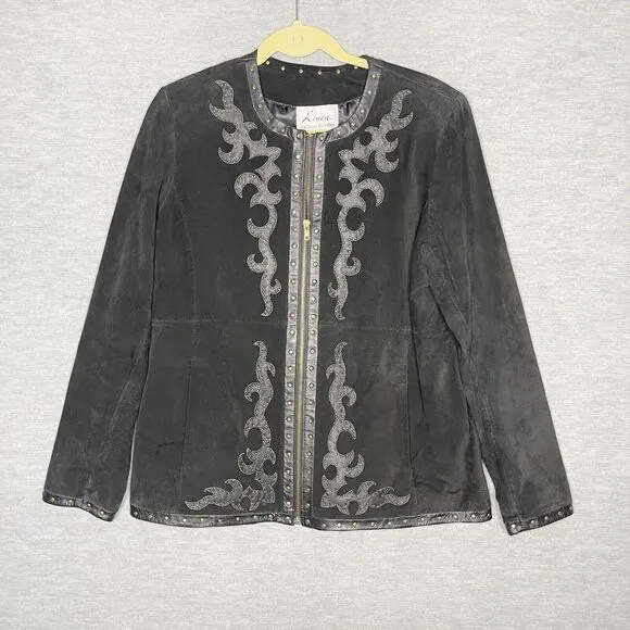 Linea By Louis Dell'Olio Suede Studded Western Jacket Size Medium Boho Women’s