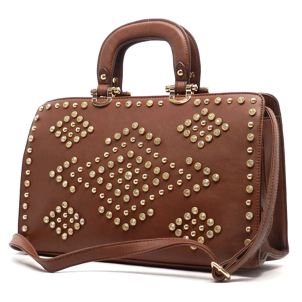 LOEM bling burgundy red Shoulder bag handbag Tote Rhinestone boxer Stud designer
