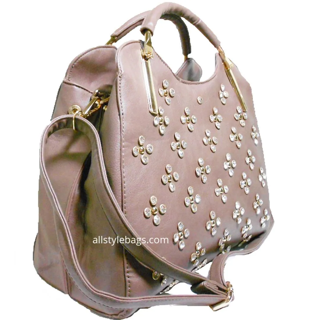 LOEM bling Shoulder bag handbag Designer Flora Rhinestone Studs F17E487