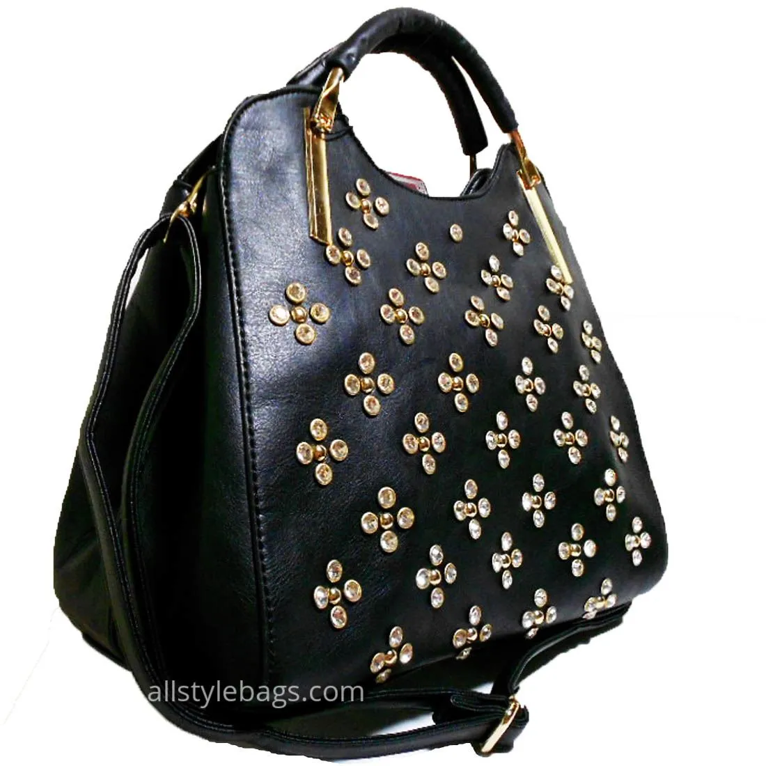 LOEM bling Shoulder bag handbag Designer Flora Rhinestone Studs F17E487