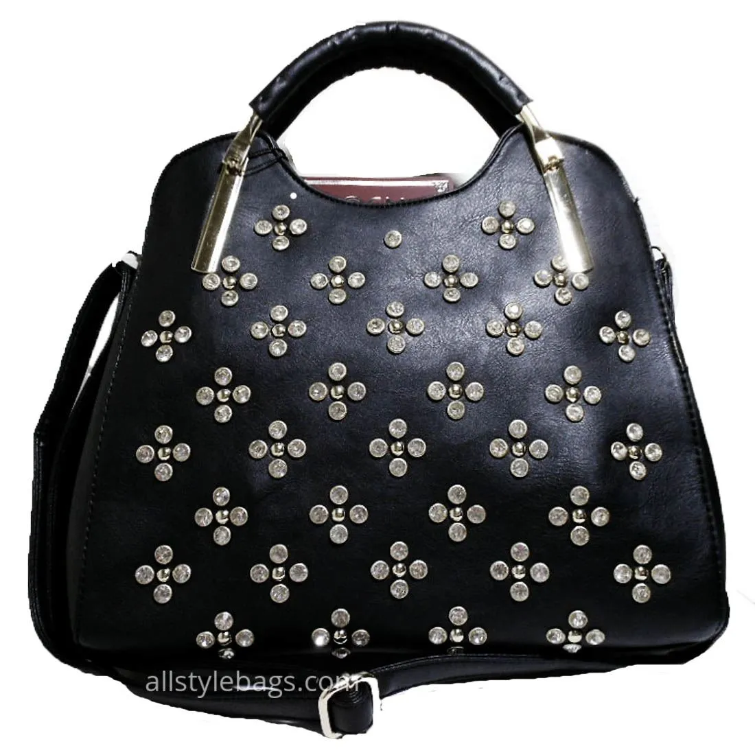 LOEM bling Shoulder bag handbag Designer Flora Rhinestone Studs F17E487