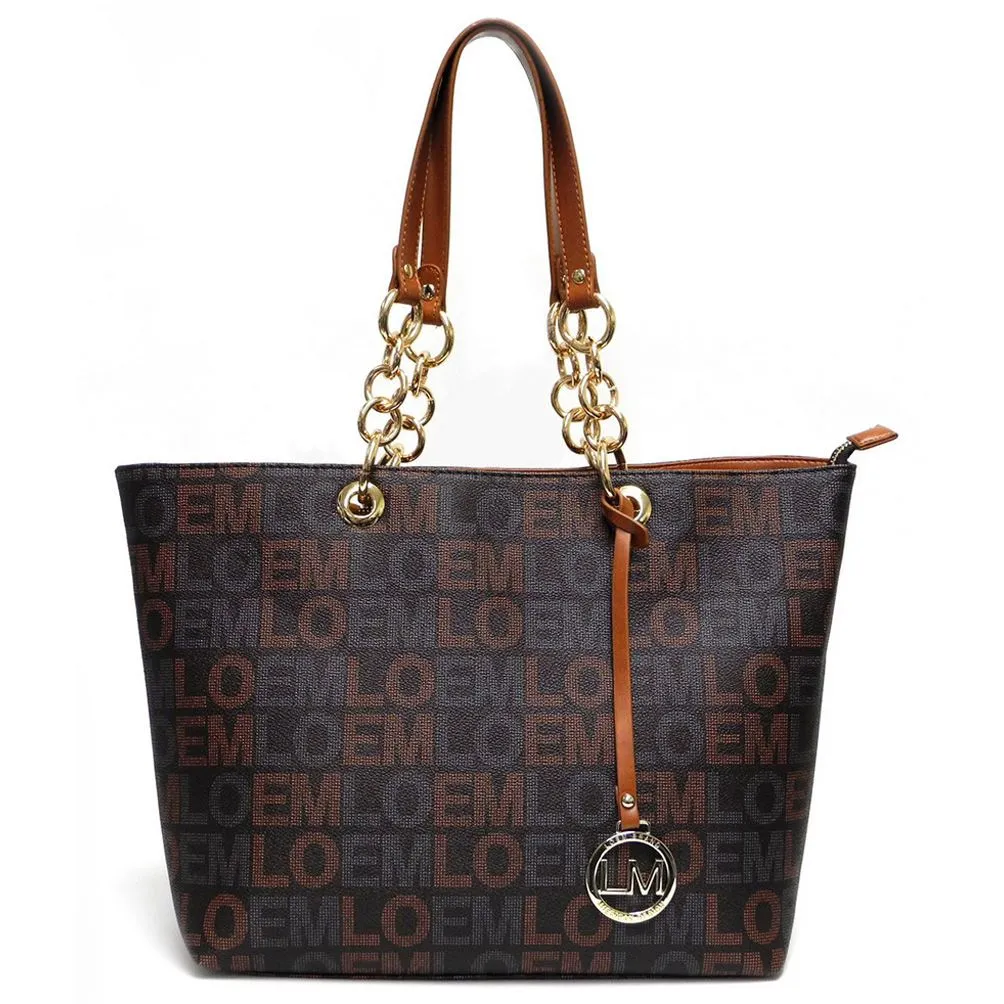LOEM signature Print L shoulder bag handbag tote Designer inspired golden chain