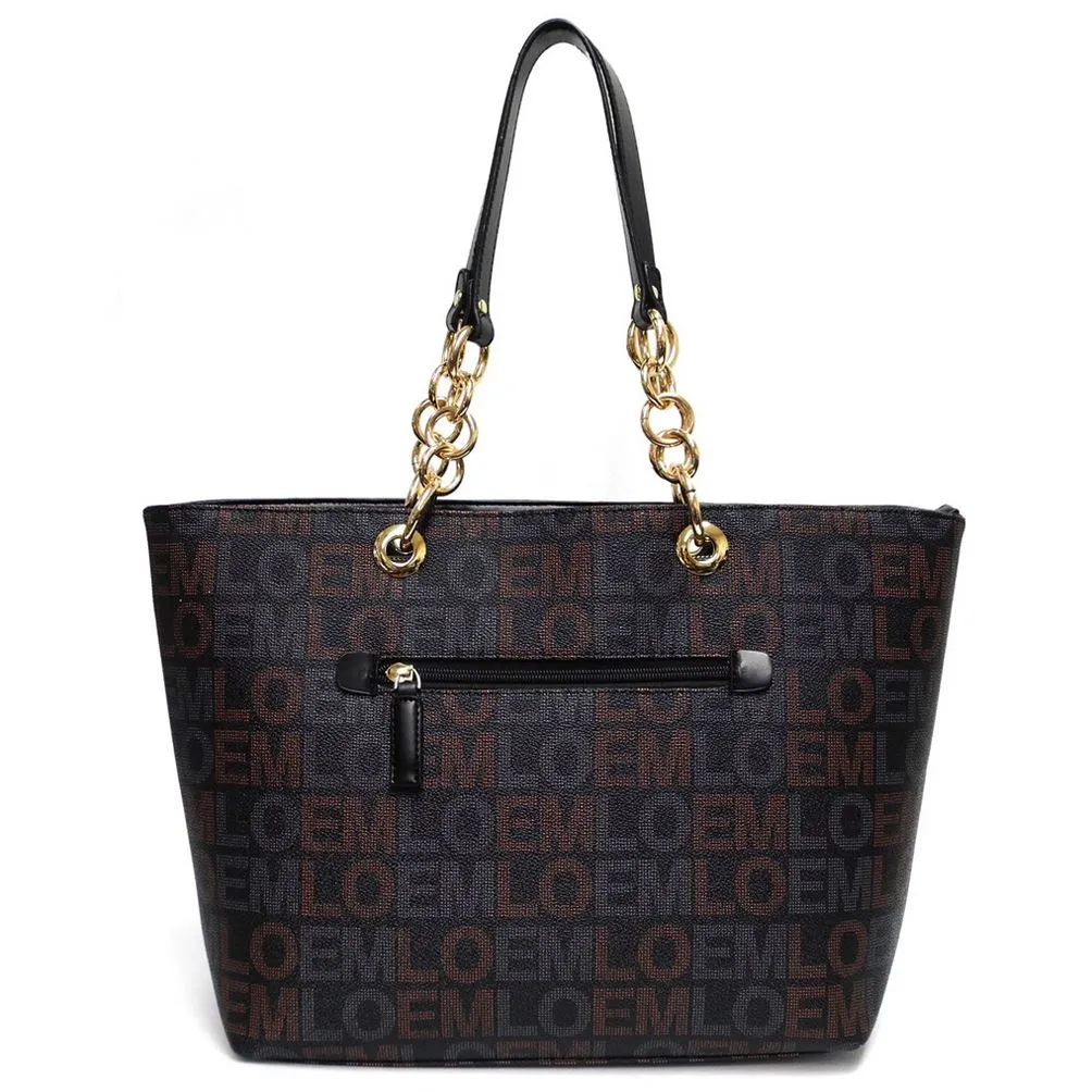 LOEM signature Print L shoulder bag handbag tote Designer inspired golden chain