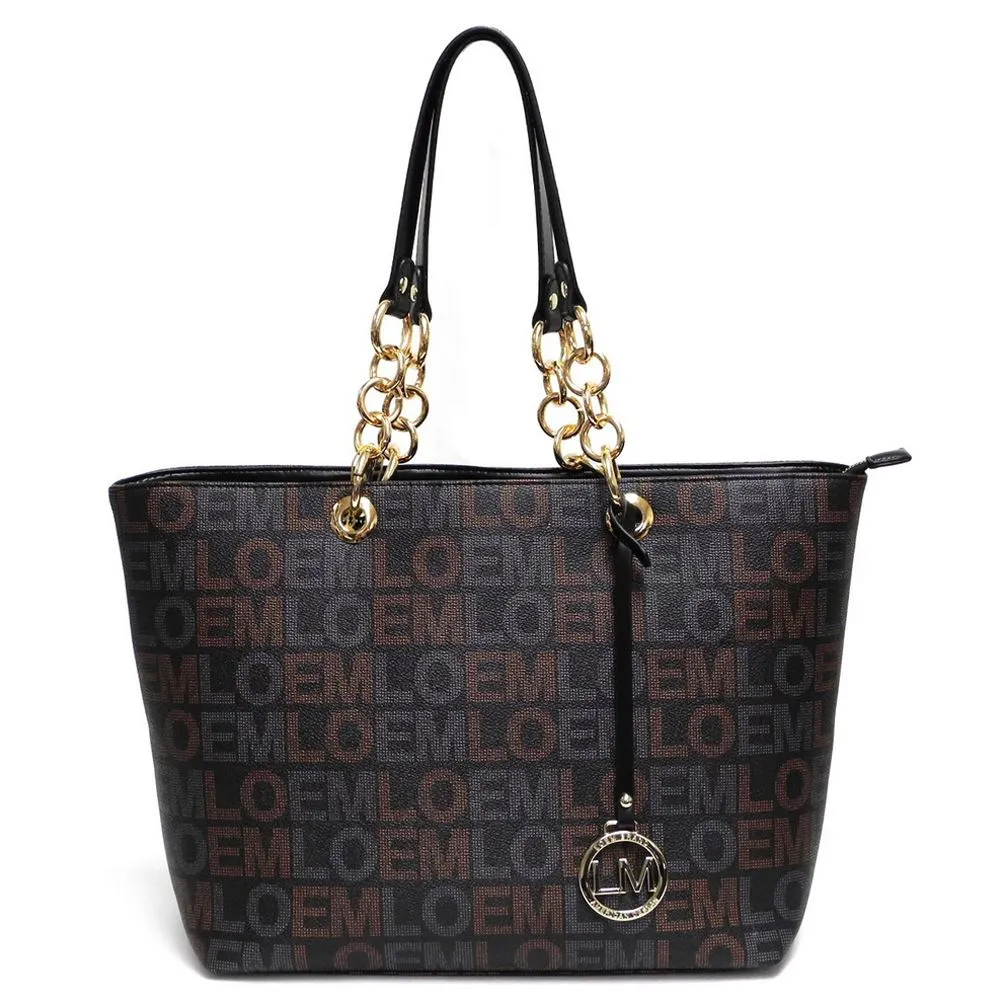 LOEM signature Print L shoulder bag handbag tote Designer inspired golden chain