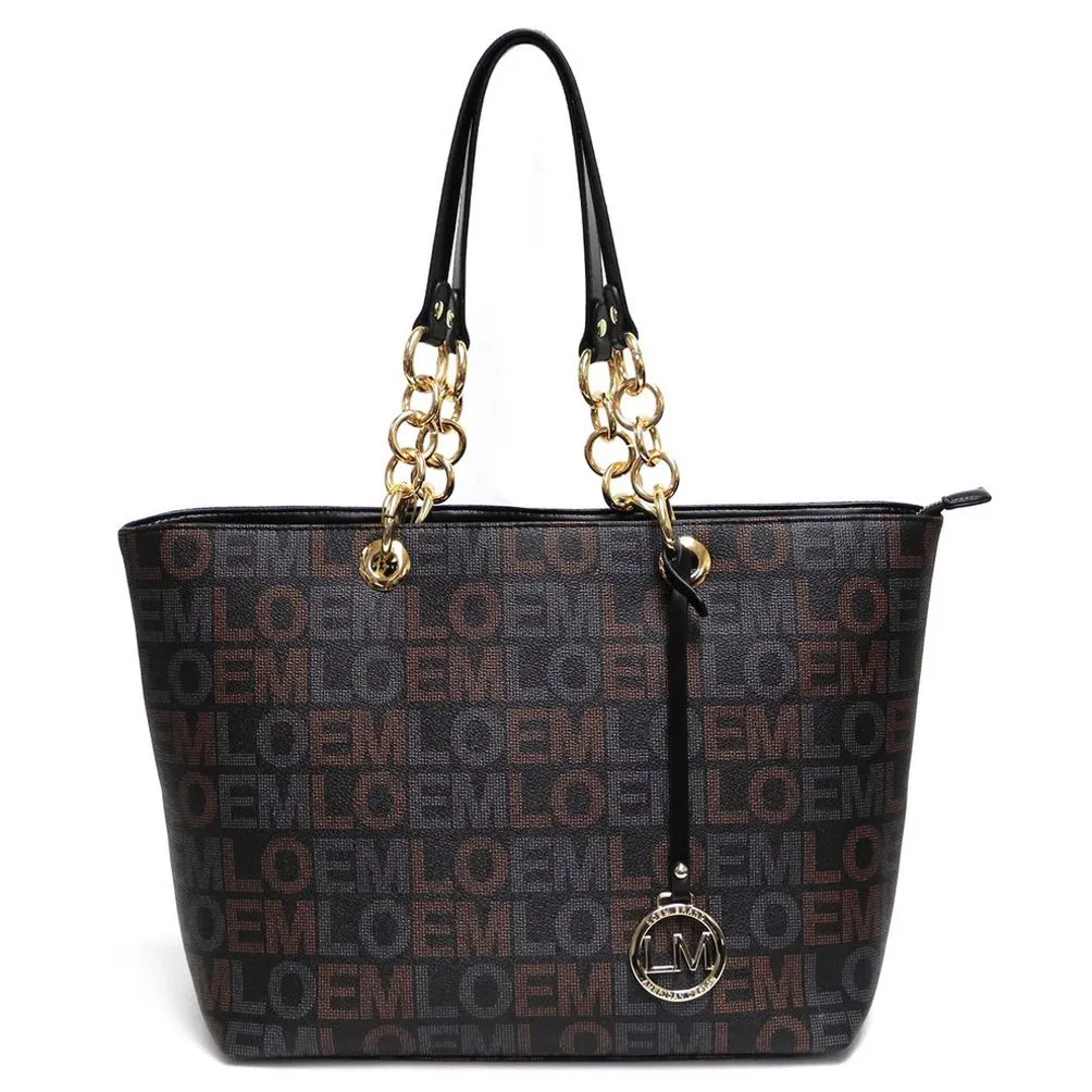 LOEM signature Print L shoulder bag handbag tote Designer inspired golden chain