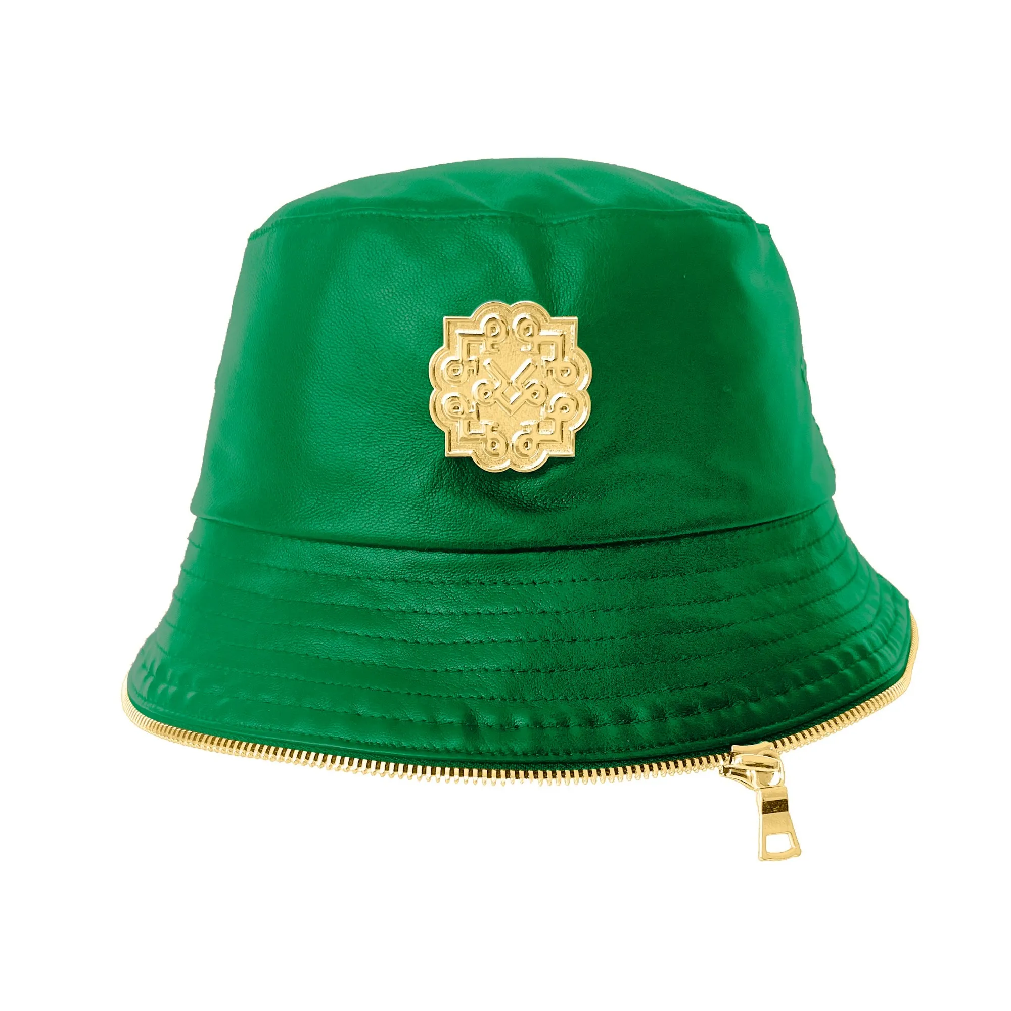 Lotta Pieces | Creative Leather Bucket Hat With Zipper Trim