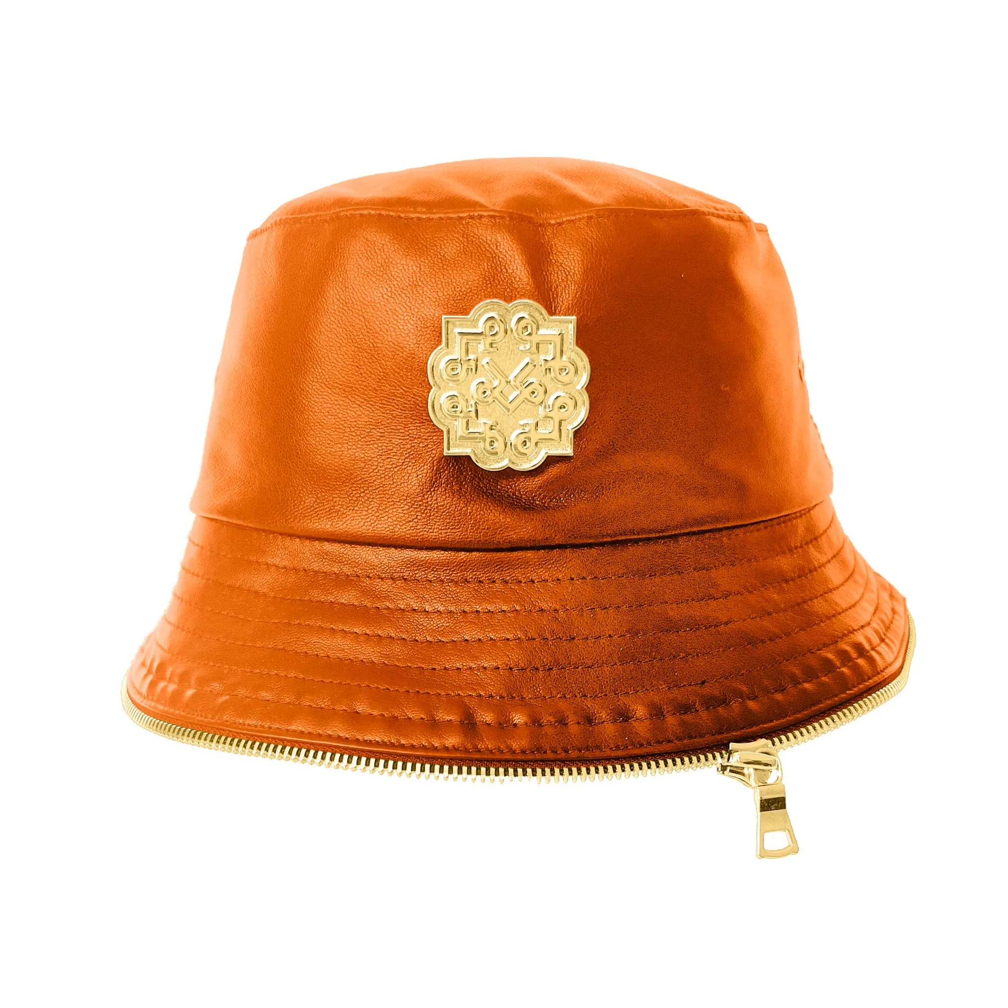 Lotta Pieces | Creative Leather Bucket Hat With Zipper Trim