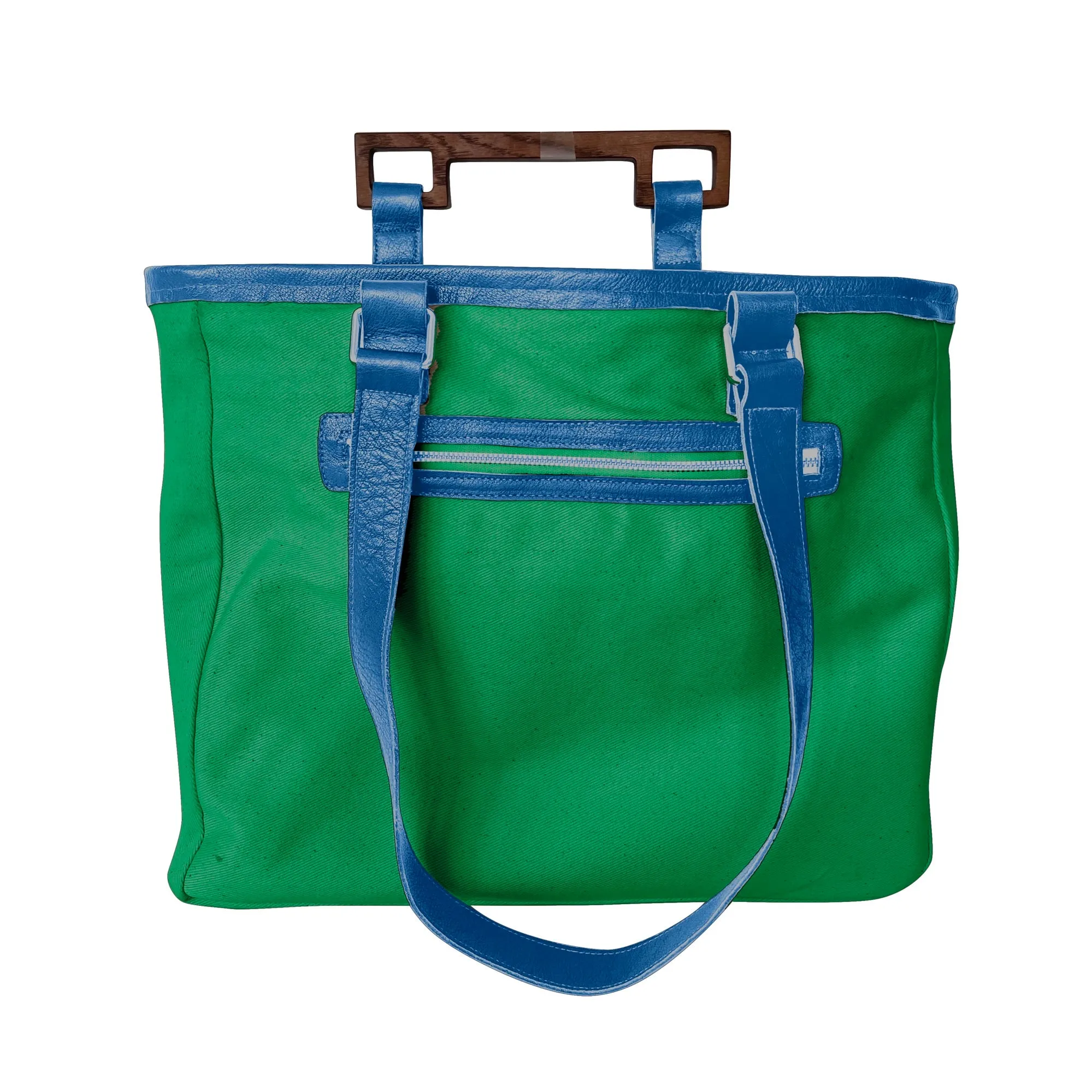 Lotta Pieces | Most Versatile Leather And Suede Tote Bag With Wooden Handles