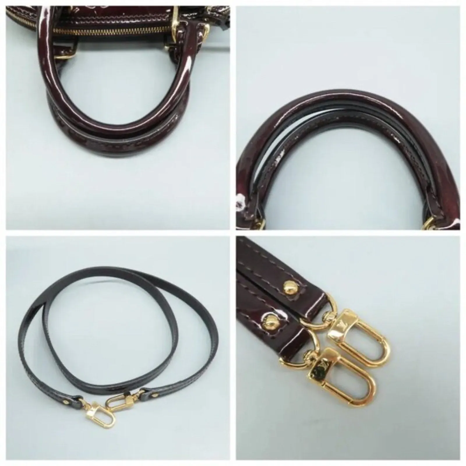 Louis Vuitton Alma BB Burgundy Monogram Patent Leather Satchel