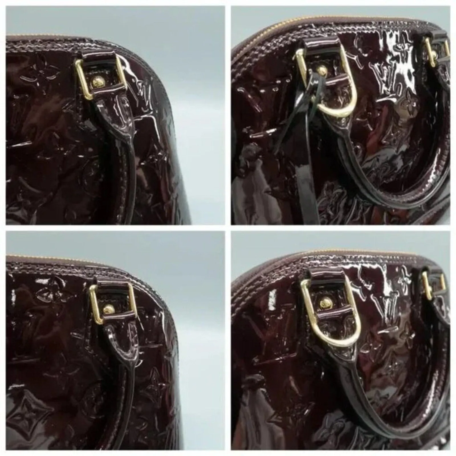 Louis Vuitton Alma BB Burgundy Monogram Patent Leather Satchel
