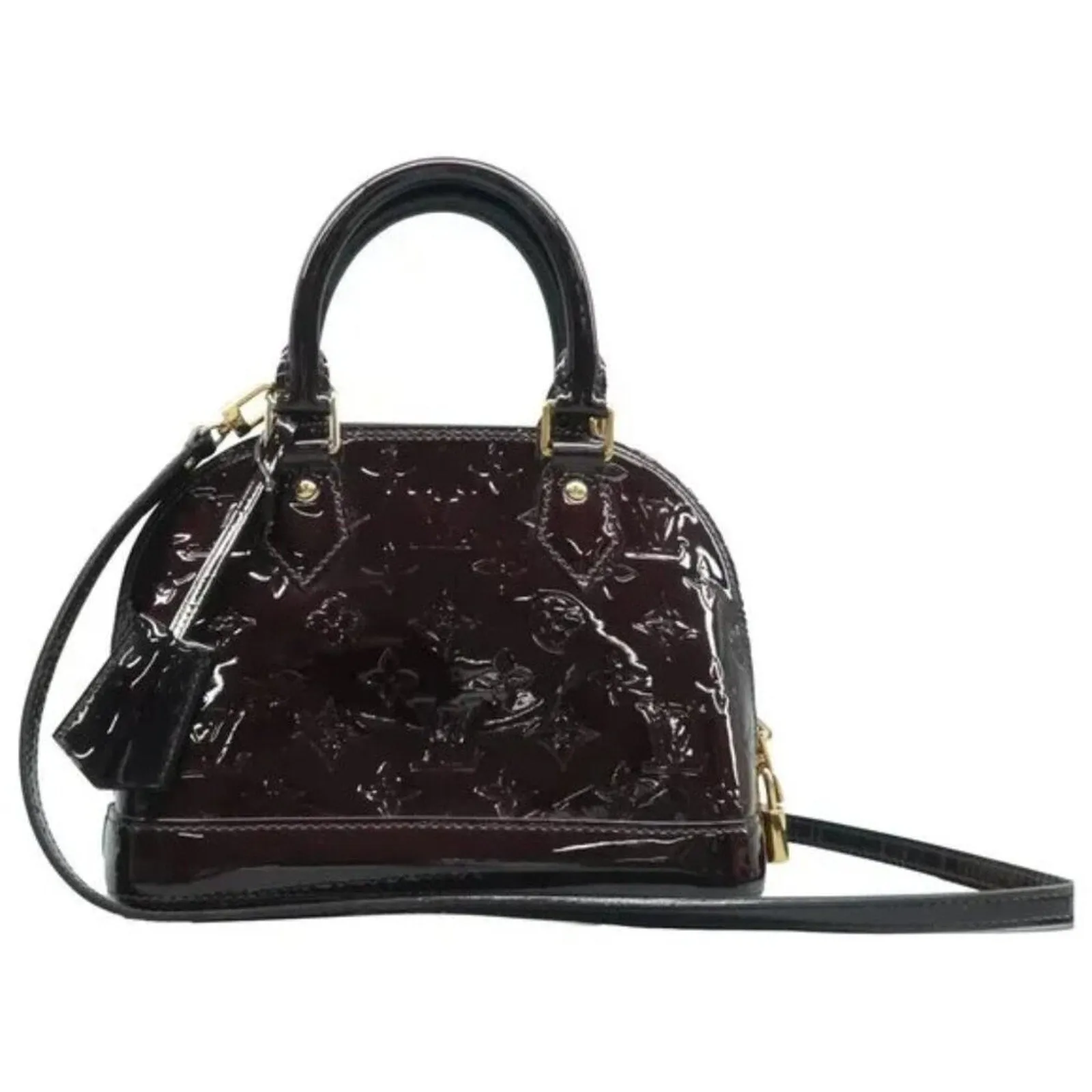 Louis Vuitton Alma BB Burgundy Monogram Patent Leather Satchel