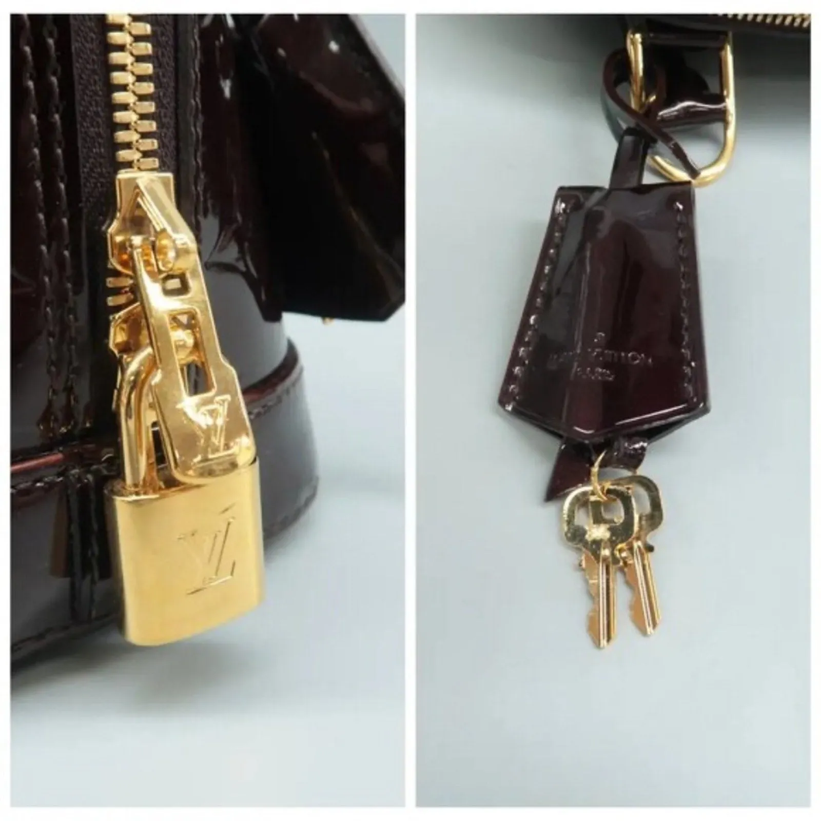 Louis Vuitton Alma BB Burgundy Monogram Patent Leather Satchel