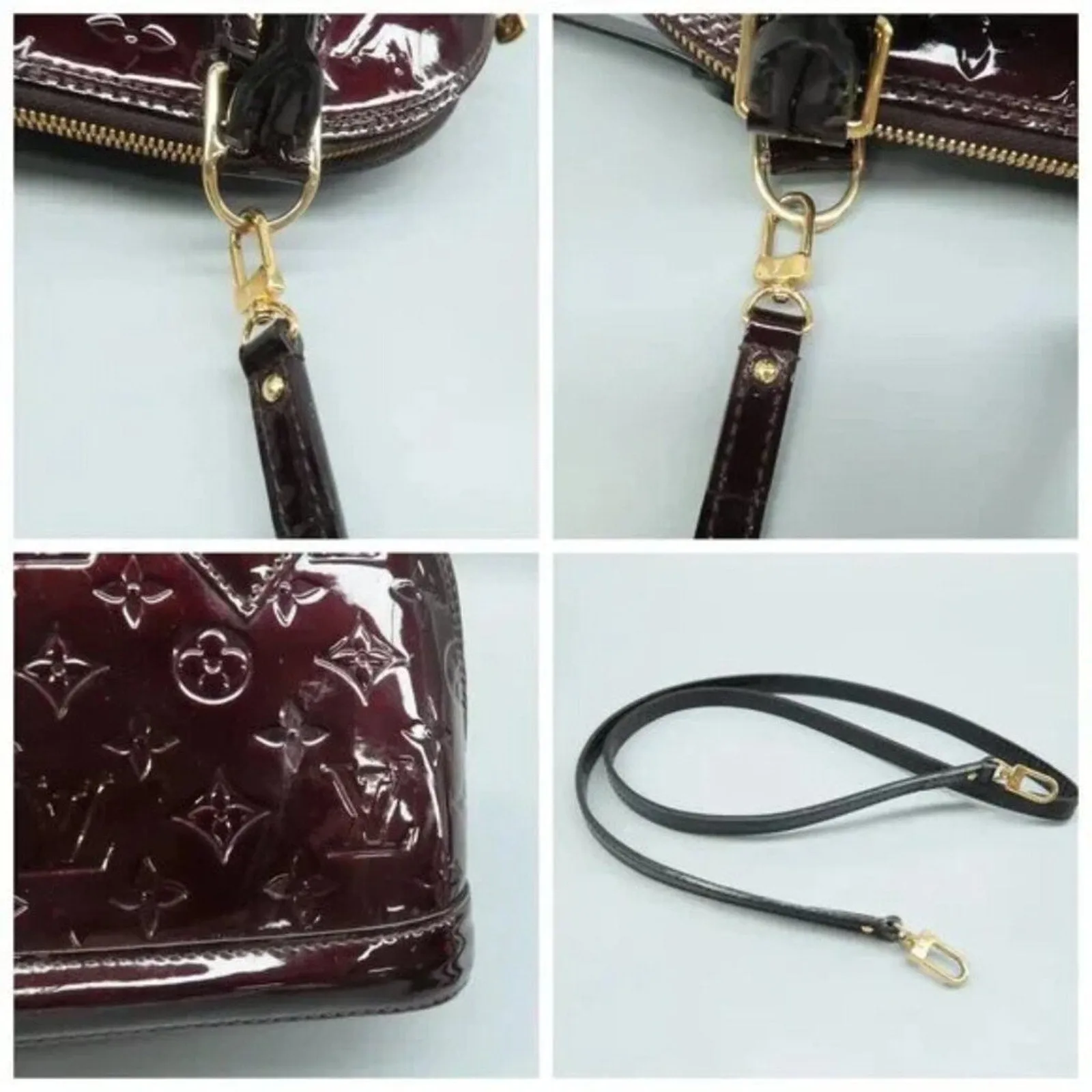 Louis Vuitton Alma BB Burgundy Monogram Patent Leather Satchel