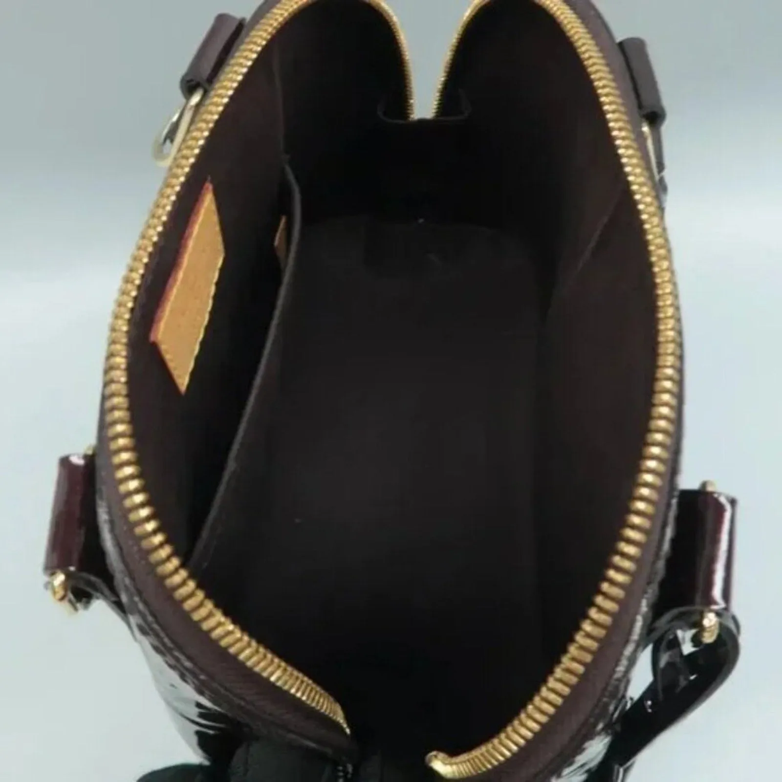 Louis Vuitton Alma BB Burgundy Monogram Patent Leather Satchel