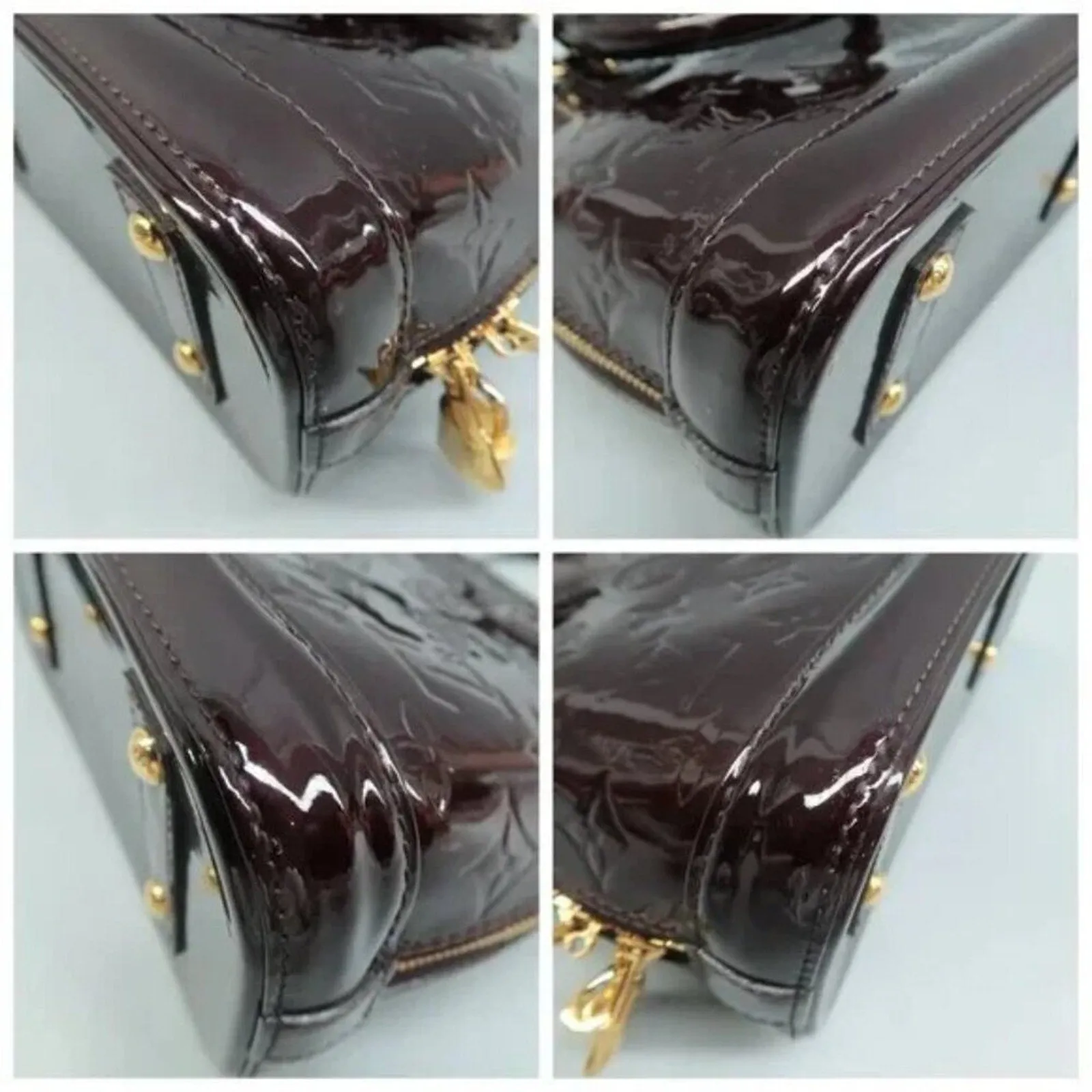 Louis Vuitton Alma BB Burgundy Monogram Patent Leather Satchel