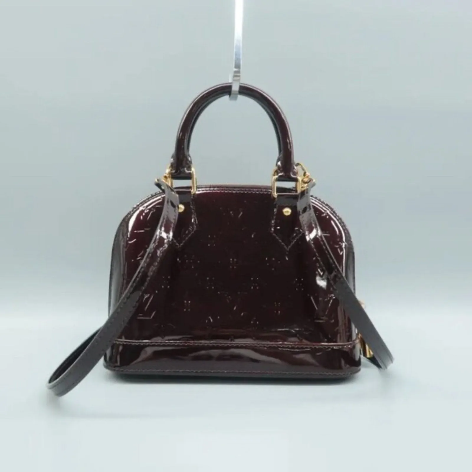 Louis Vuitton Alma BB Burgundy Monogram Patent Leather Satchel