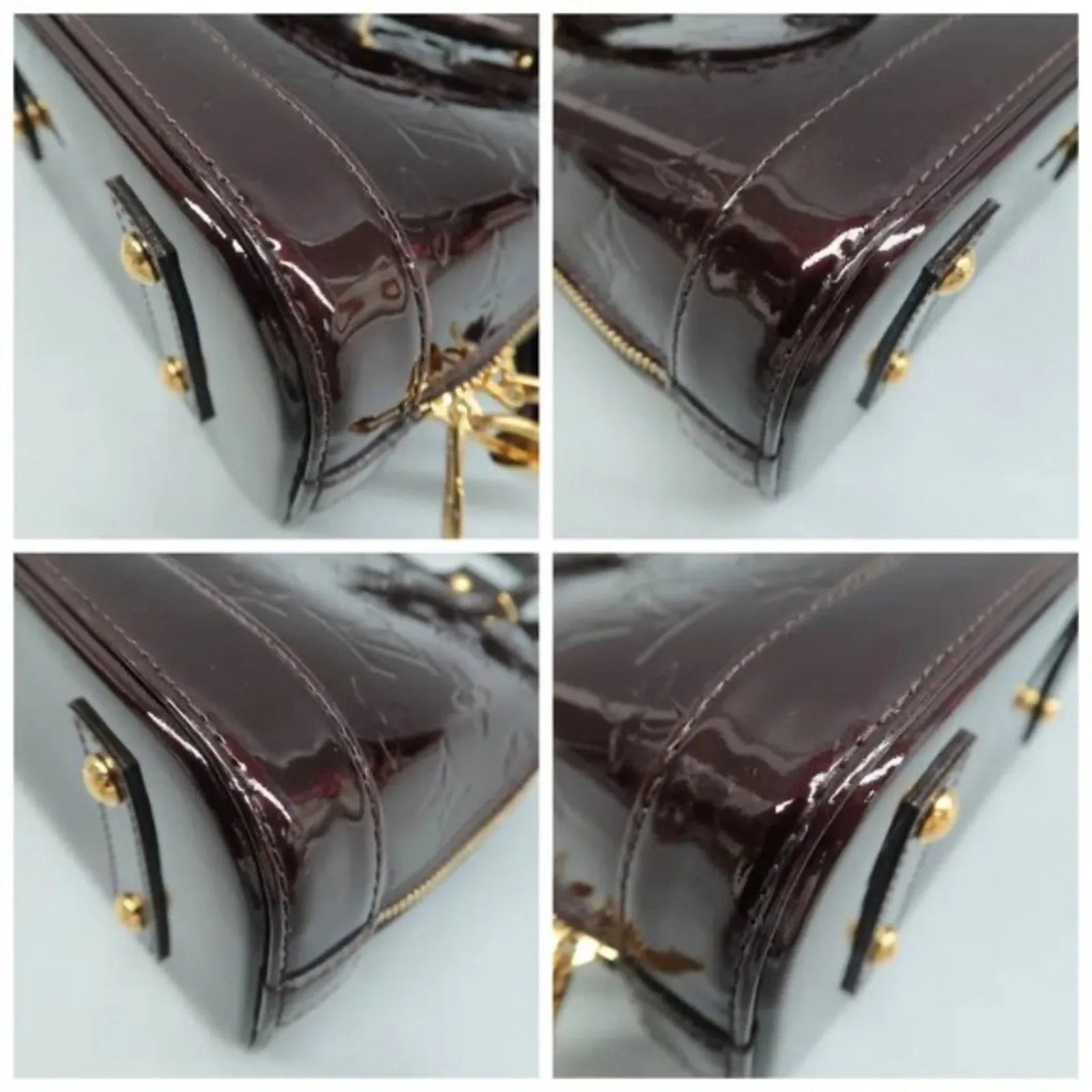Louis Vuitton Alma BB Burgundy Monogram Patent Leather Satchel