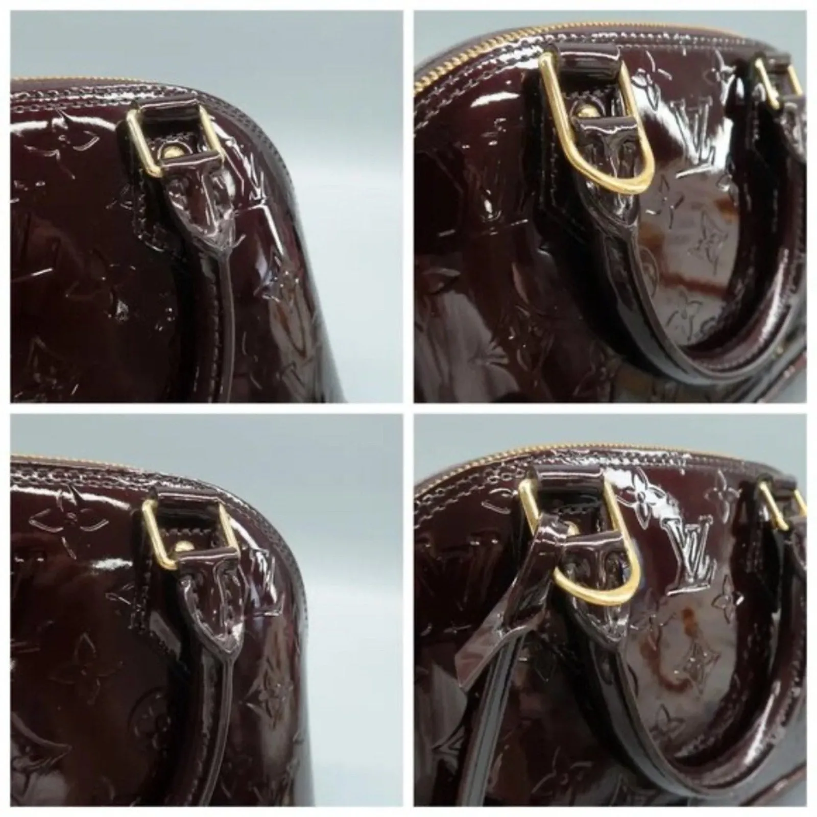 Louis Vuitton Alma BB Burgundy Monogram Patent Leather Satchel