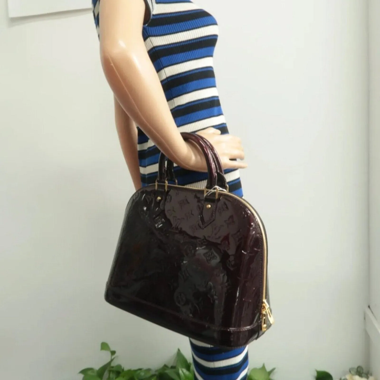 Louis Vuitton Alma Burgundy Patent Leather Hand Bag