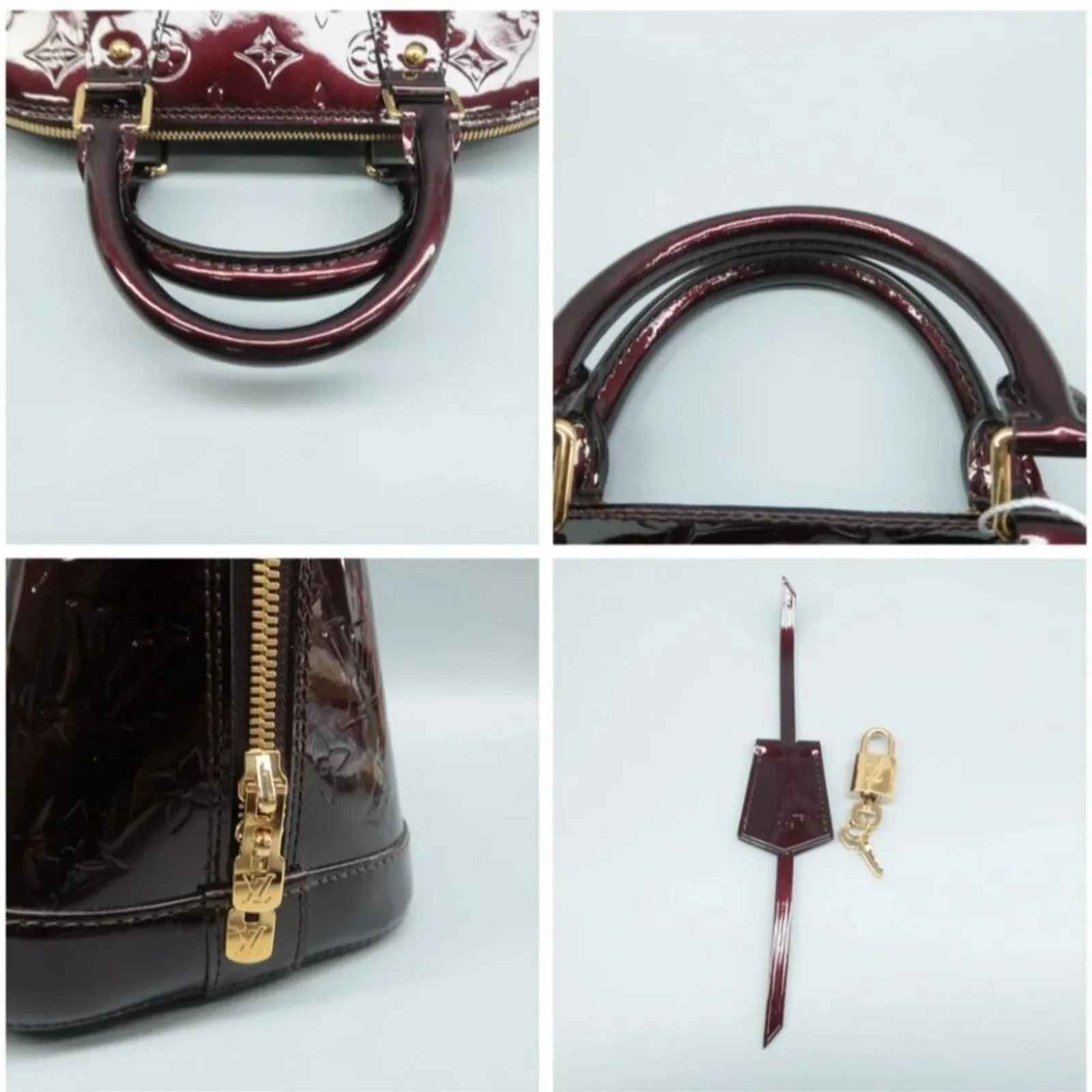 Louis Vuitton Alma Burgundy Patent Leather Hand Bag