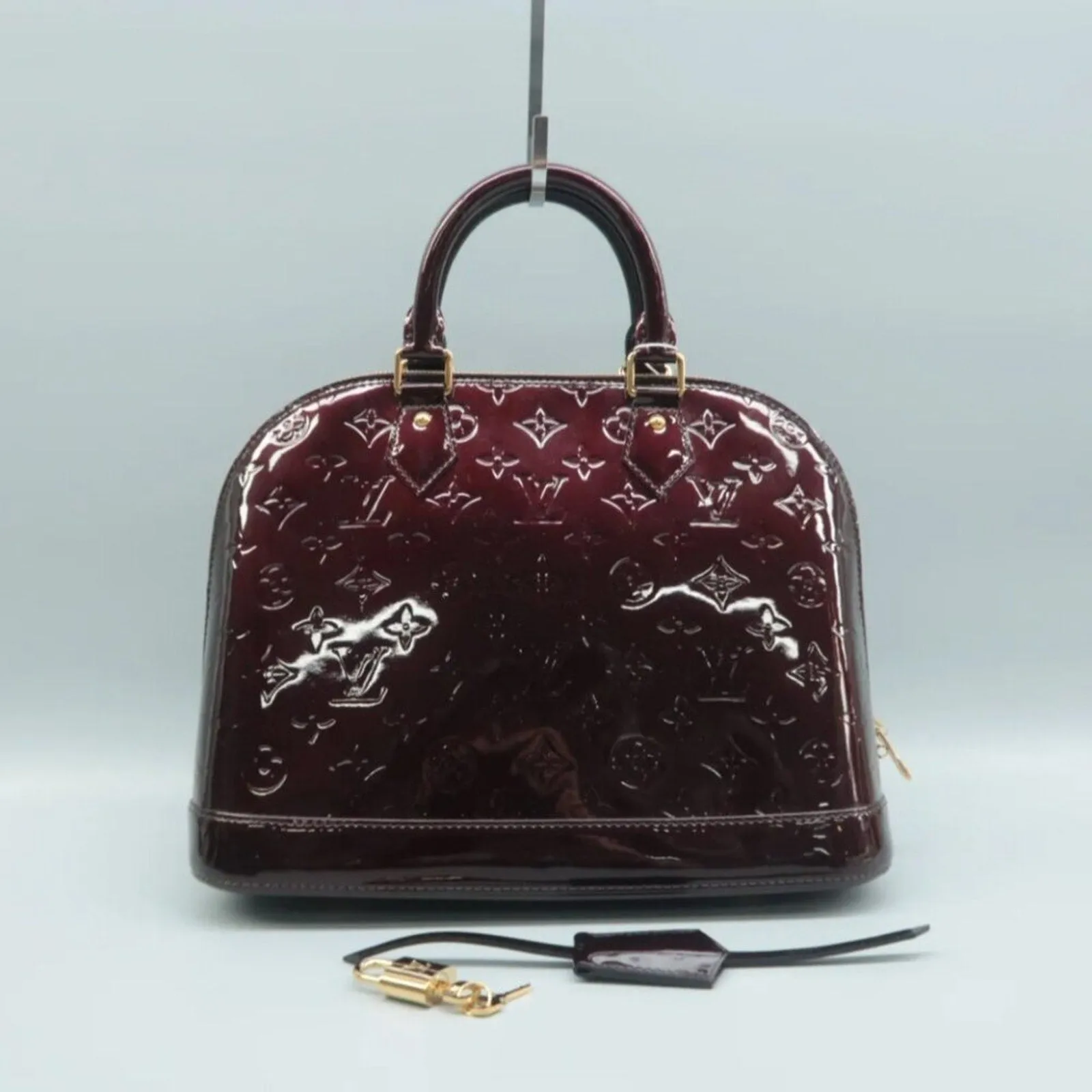 Louis Vuitton Alma Burgundy Patent Leather Hand Bag
