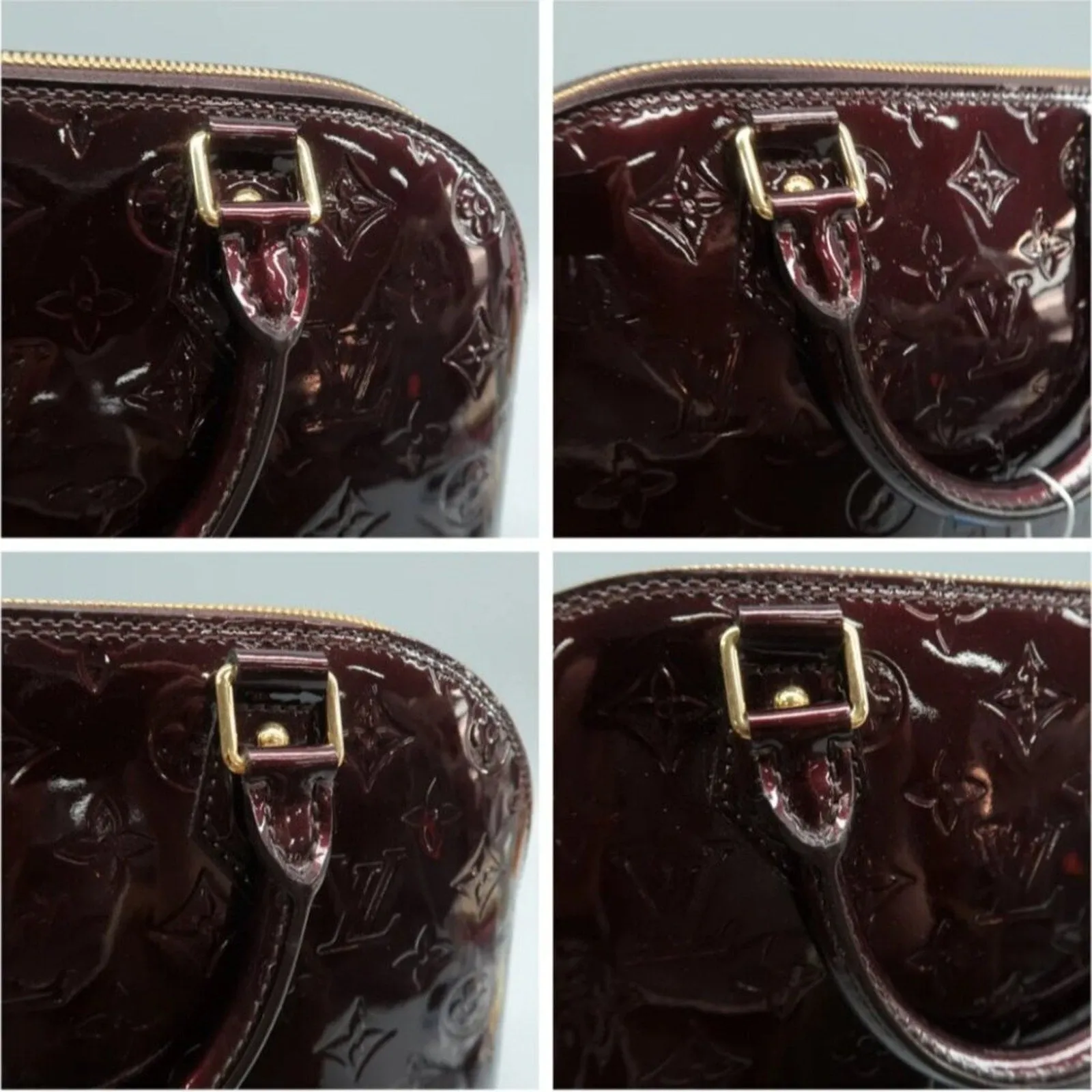 Louis Vuitton Alma Burgundy Patent Leather Hand Bag