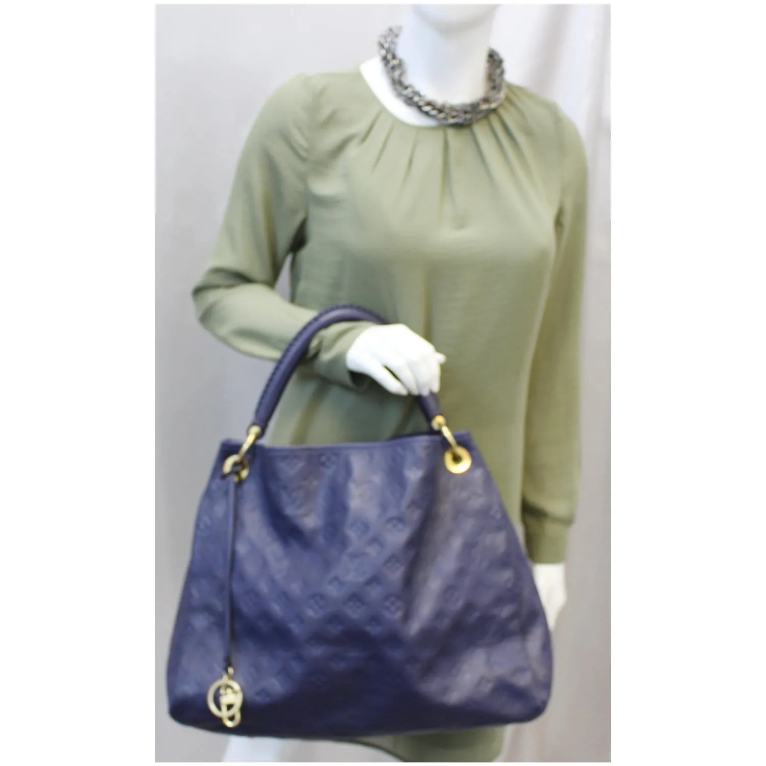 LOUIS VUITTON Artsy MM Empreinte Leather Shoulder Bag Royal Blue