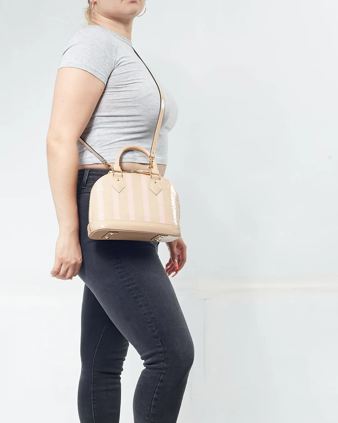 Louis Vuitton Beige/Pink Stripe Alma BB Bag