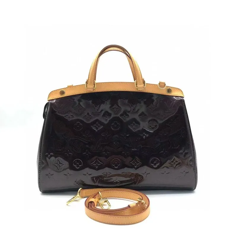 Louis Vuitton Brea Patent Leather Two Way Bag Amarante