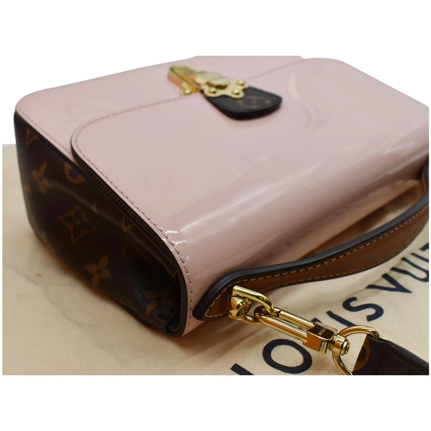 LOUIS VUITTON Cherrywood BB Patent Leather Shoulder Bag Rose Ballerine