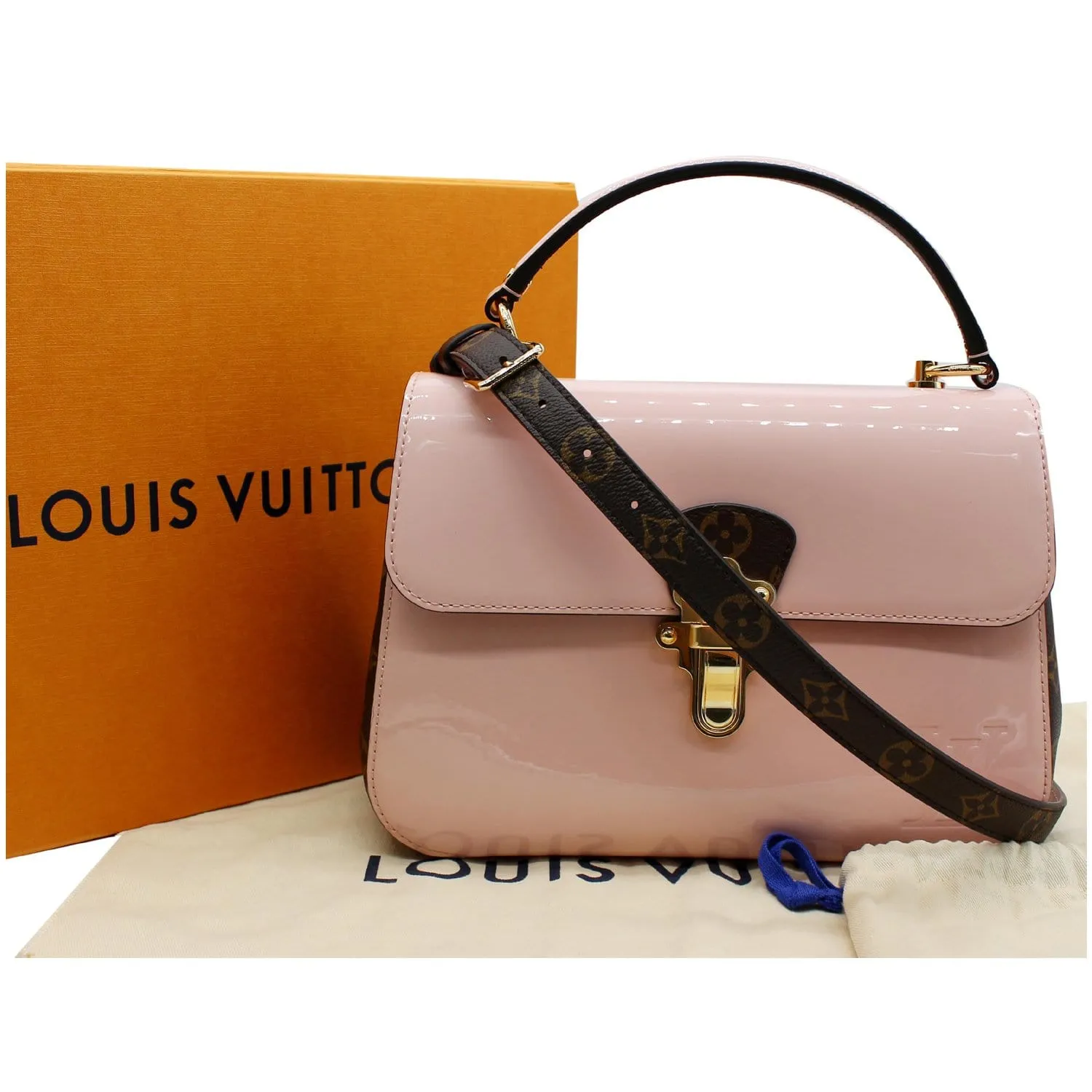 LOUIS VUITTON Cherrywood PM Patent Leather Shoulder Bag Rose Ballerine